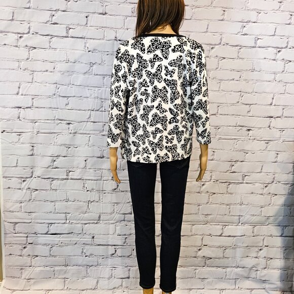 STUDIO WORKS! Boho black & white butterfly print cotton cardigan - Picture 9 of 13
